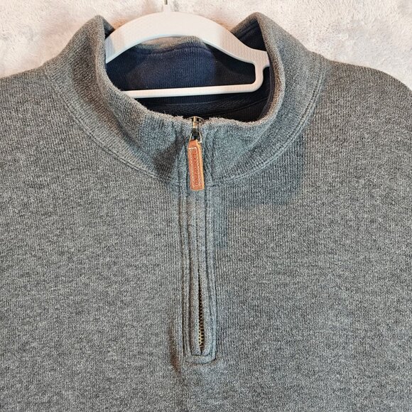 Lands End Mens XL Gray Quarter-Zip Pullover Sweater Cotton Knit Casual Office - Picture 4 of 12